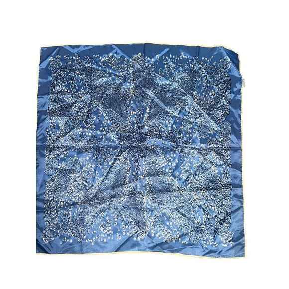 Vintage Men's Pocket Square Hanky Business Party Handkerchief 100% Acetate Blue - Picture 1 of 4